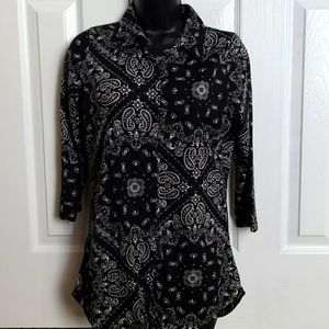 Button down paisley Printed Top